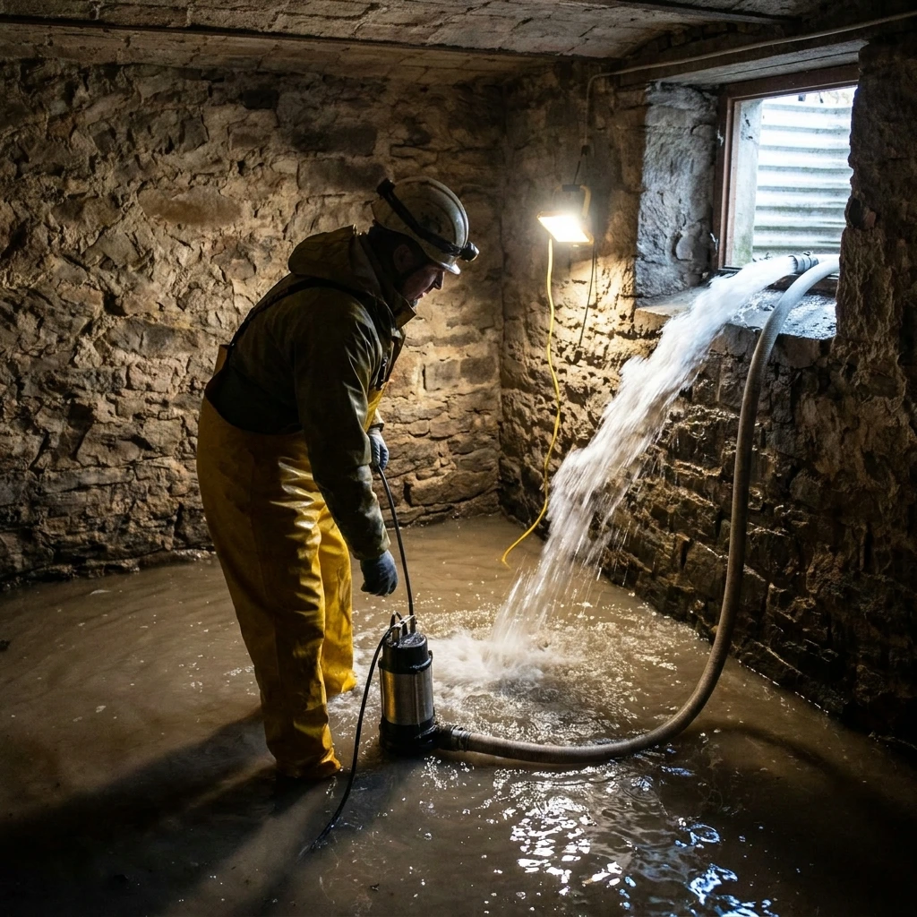 Pompage Cave Inond&eacute;e &middot; image &agrave; la une