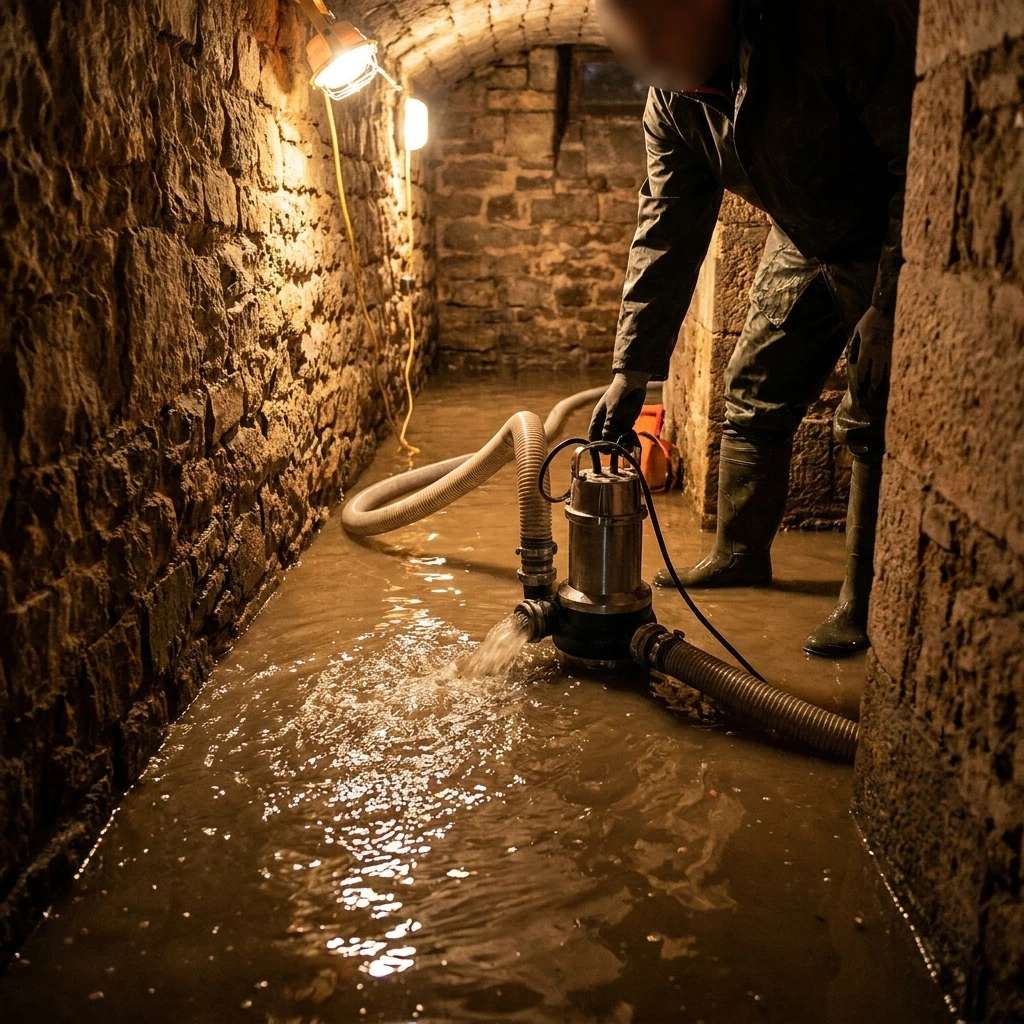 Pompage Cave Inond&eacute;e &middot; image &agrave; la une